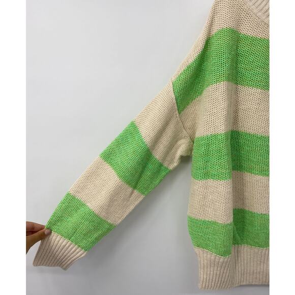 Free People Cassidy Off The Shoulder Striped Sweater In Wild Green NEW Small - Picture 8 of 12
